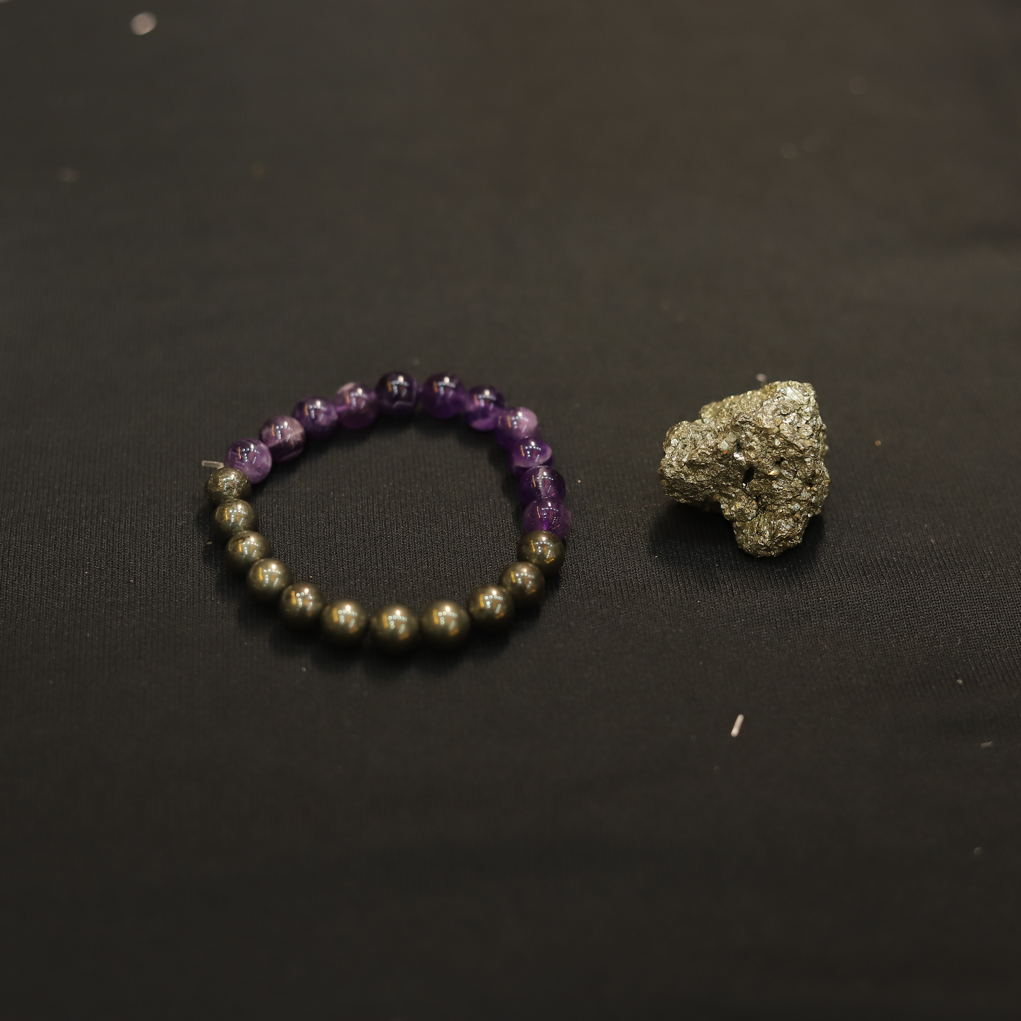 Amethyst & Pyrite Crystal Bracelet
