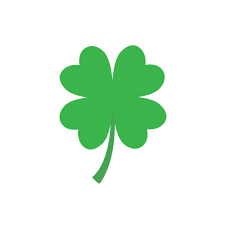 Simple green four-leaf clover icon on white background symbolizing luck and nature