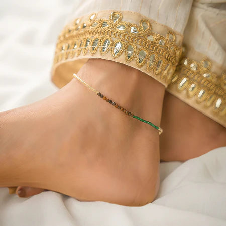 Maha Lakshmi Siddh Raw Pyrite Anklet