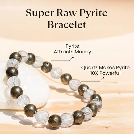 Raw Pyrite And Quartz Bracelet